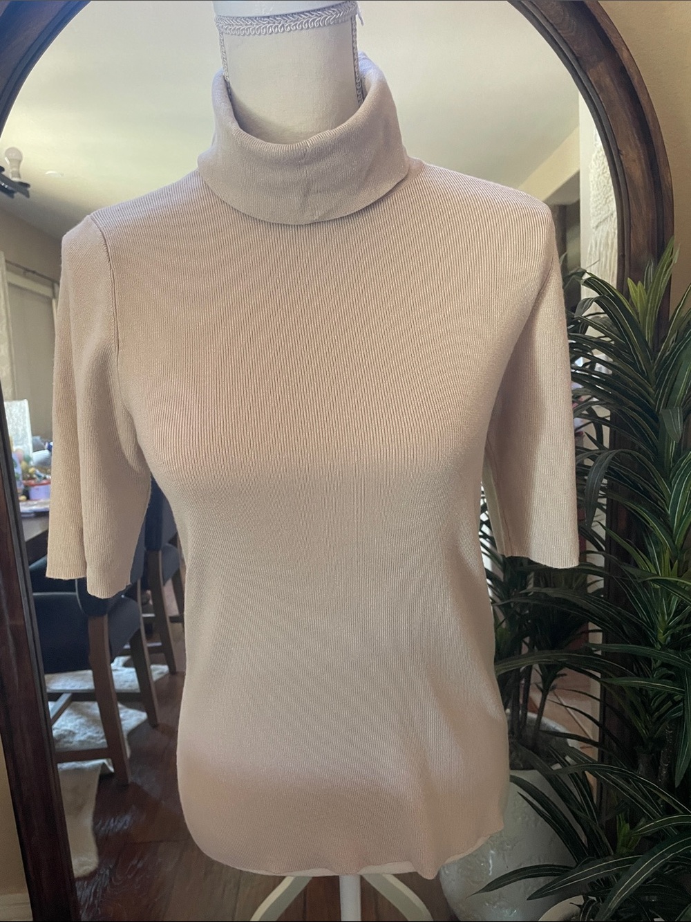 ANTONIO MELANI Beige Short Sleeve Turtleneck Sweater